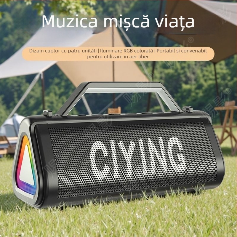 Boxă karaoke Bluetooth fără fir, puternică, cu microfon încorporat și difuzor de bas, 18W, Bluetooth 5.0, 2 difuzoare, 100Hz-20kHz, baterie încorporată 1200-2000mAh, rază de până la 10 m