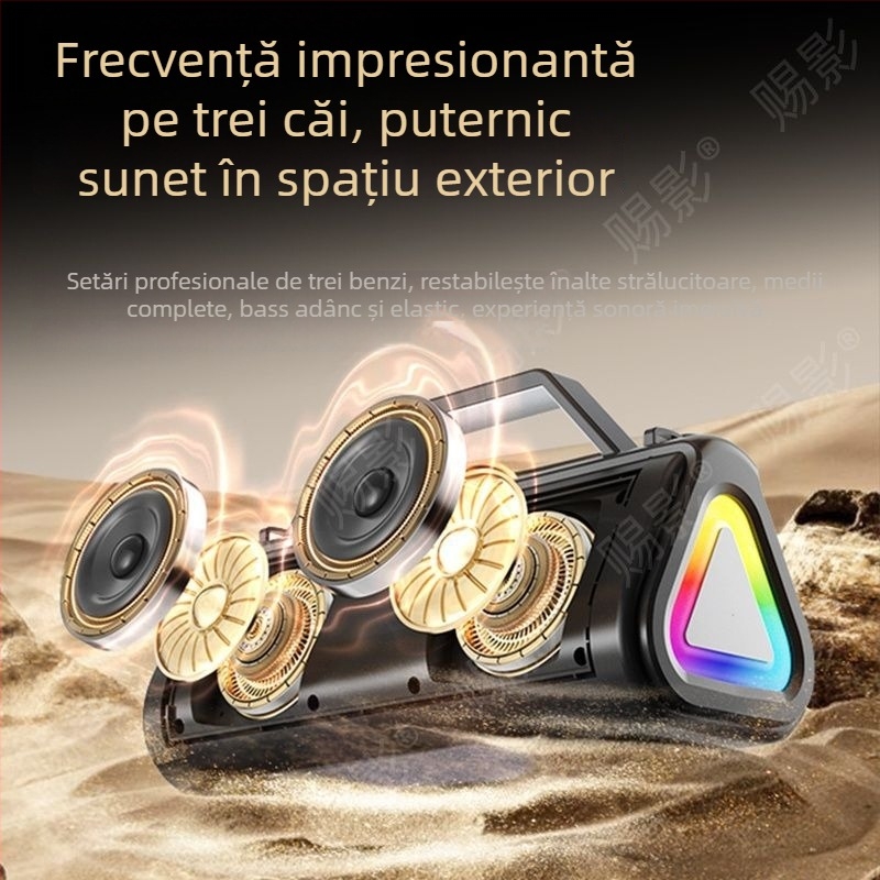 Boxă karaoke Bluetooth fără fir, puternică, cu microfon încorporat și difuzor de bas, 18W, Bluetooth 5.0, 2 difuzoare, 100Hz-20kHz, baterie încorporată 1200-2000mAh, rază de până la 10 m