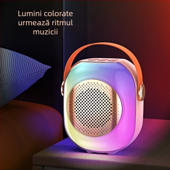 Difuzor Bluetooth cu iluminare RGB și set microfon karaoke - 5W, Bluetooth 5.3, 60Hz-15kHz, rază de acțiune 10m, baterie încorporată 1000-1200mAh
