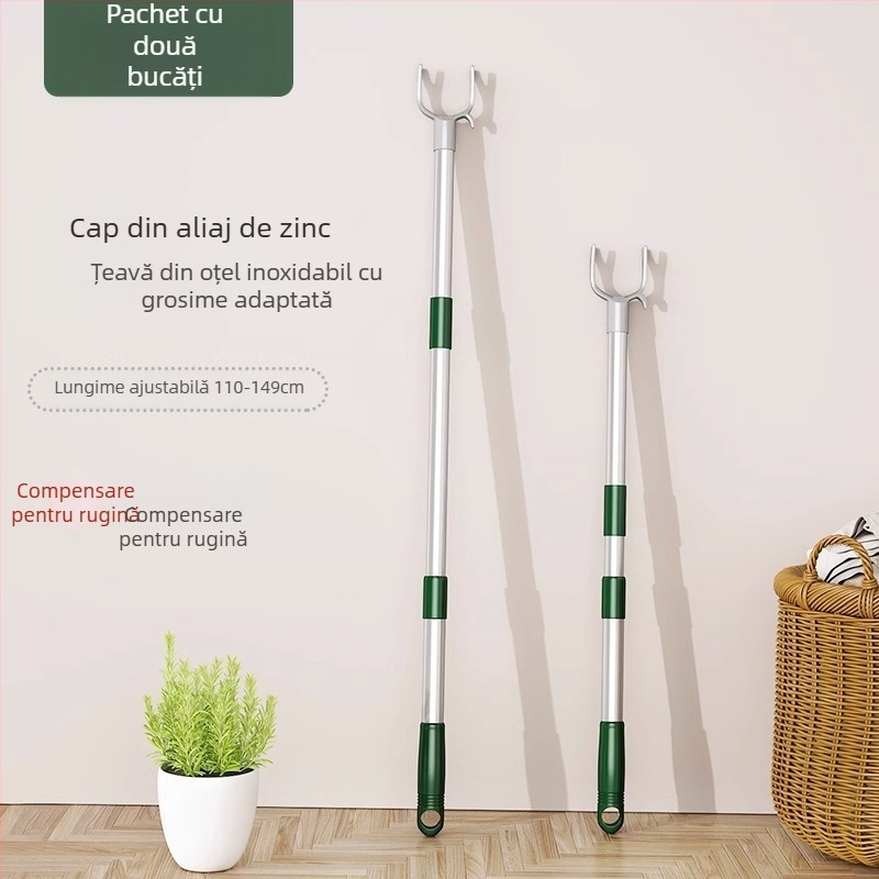 Stâlp de uscare haine din oțel inoxidabil, telescopic, pentru lenjerie și haine, stil modern minimalist, Chef Joon