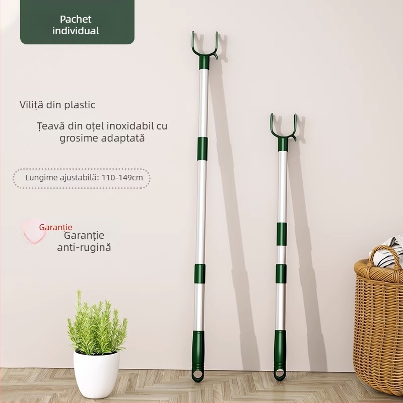 Stâlp de uscare haine din oțel inoxidabil, telescopic, pentru lenjerie și haine, stil modern minimalist, Chef Joon