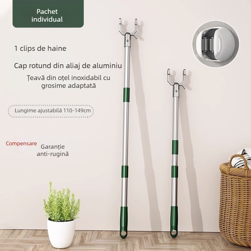 Stâlp de uscare haine din oțel inoxidabil, telescopic, pentru lenjerie și haine, stil modern minimalist, Chef Joon