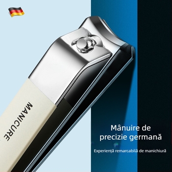 Set portabil de unghii mare, cu gură plată, pilă de unghii din sticlă în cutie – plastic + oțel inoxidabil