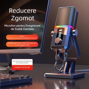 Microfon de gaming pentru desktop, cu captare cardioid dinamică, cablat, SNR ≥70 dB, pentru streaming și cursuri online