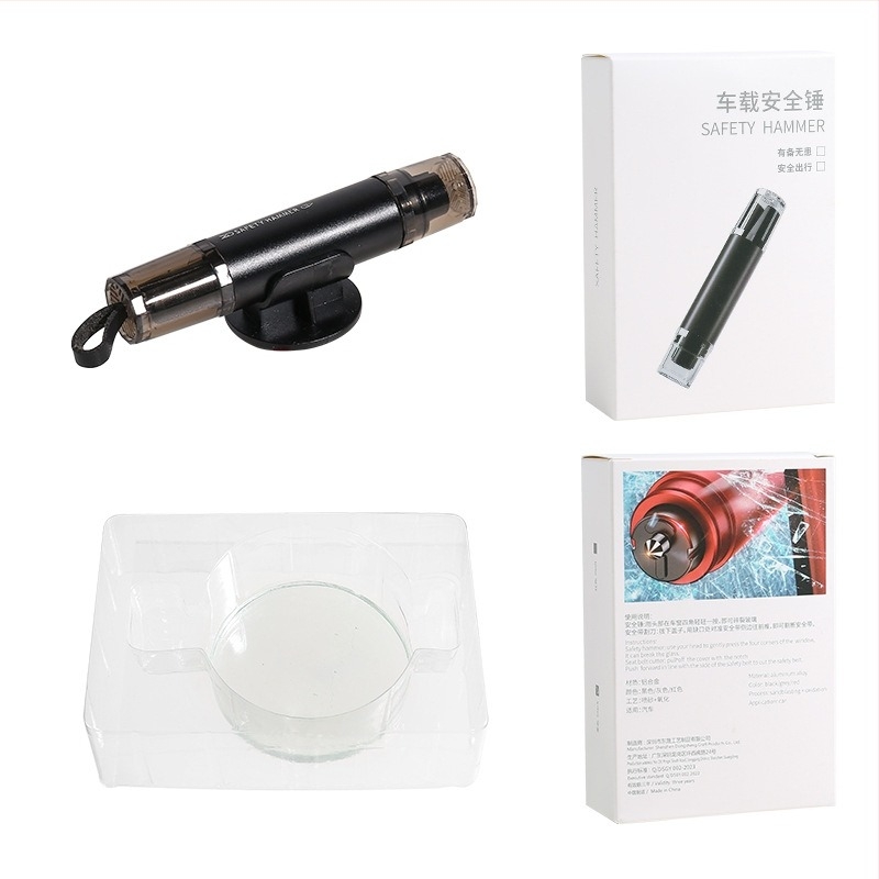Ciocan de spargere geam auto cu cutter pentru centură, aliaj de aluminiu, 82 g, dual‑function