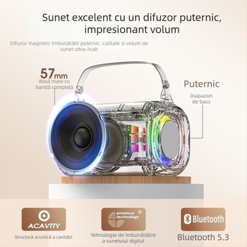 Boxă Bluetooth pentru karaoke T33 cu microfon încorporat, Bluetooth 5.0, 5W, baterie 1000–1200 mAh, răspuns în frecvență 40 Hz–20 kHz, autonomie 3–6 ore