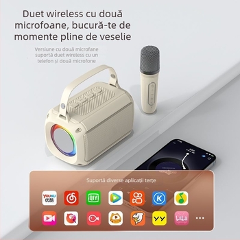 Boxă Bluetooth pentru karaoke T33 cu microfon încorporat, Bluetooth 5.0, 5W, baterie 1000–1200 mAh, răspuns în frecvență 40 Hz–20 kHz, autonomie 3–6 ore