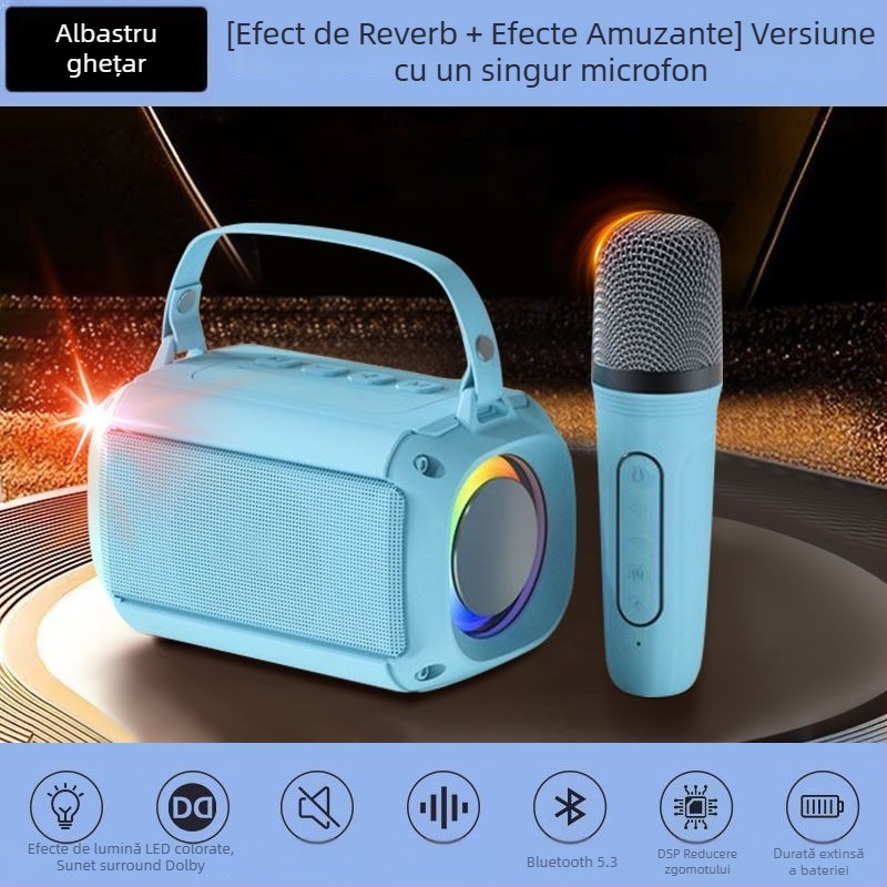 Boxă Bluetooth pentru karaoke T33 cu microfon încorporat, Bluetooth 5.0, 5W, baterie 1000–1200 mAh, răspuns în frecvență 40 Hz–20 kHz, autonomie 3–6 ore