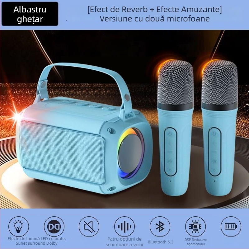 Boxă Bluetooth pentru karaoke T33 cu microfon încorporat, Bluetooth 5.0, 5W, baterie 1000–1200 mAh, răspuns în frecvență 40 Hz–20 kHz, autonomie 3–6 ore