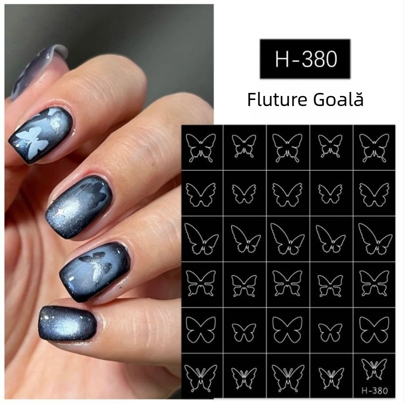 Autocolant pentru unghii – fluture gol cu fundiță, compatibil cu aerograful, utilizare duală, seria Princess