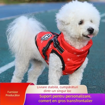 Palton din bumbac pentru câini, iarnă, căptușit cu fleece, impermeabil, cu benzi reflectorizante