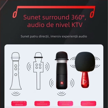 Microfon karaoke mobil G2 cu card audio încorporat, microfon cu direcție supercardioid, Bluetooth 5.0, autonomie baterie 6-8 ore