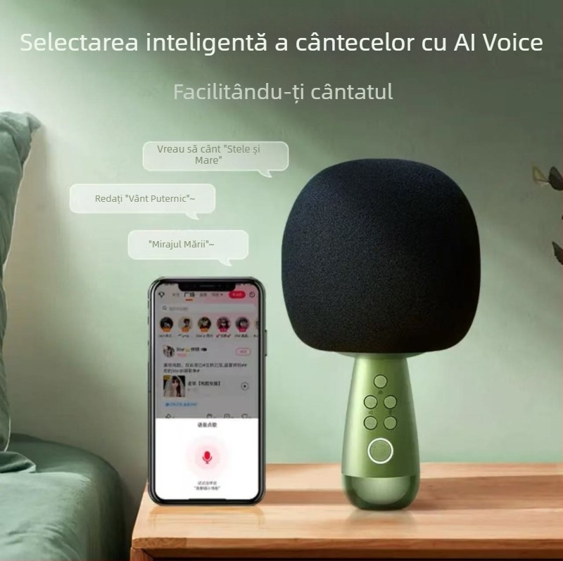 Microfon karaoke mobil G2 cu card audio încorporat, microfon cu direcție supercardioid, Bluetooth 5.0, autonomie baterie 6-8 ore