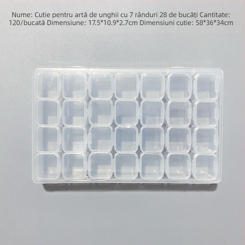 Cutie de depozitare pentru bijuterii și manichiură, cu 12 compartimente transparente, design cu grilă independentă, multifuncțională