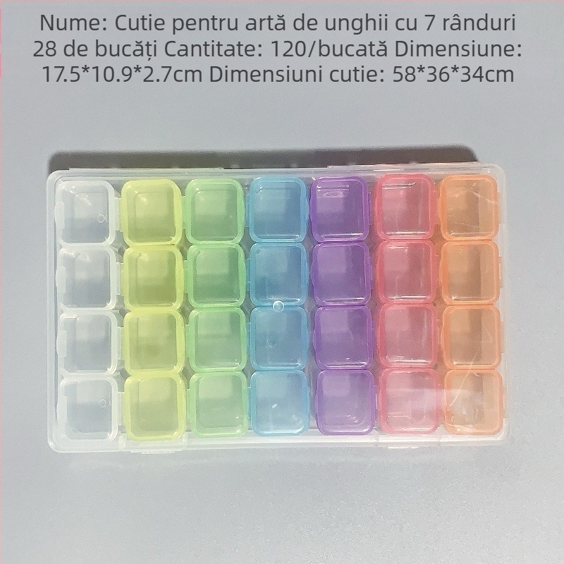 Cutie de depozitare pentru bijuterii și manichiură, cu 12 compartimente transparente, design cu grilă independentă, multifuncțională