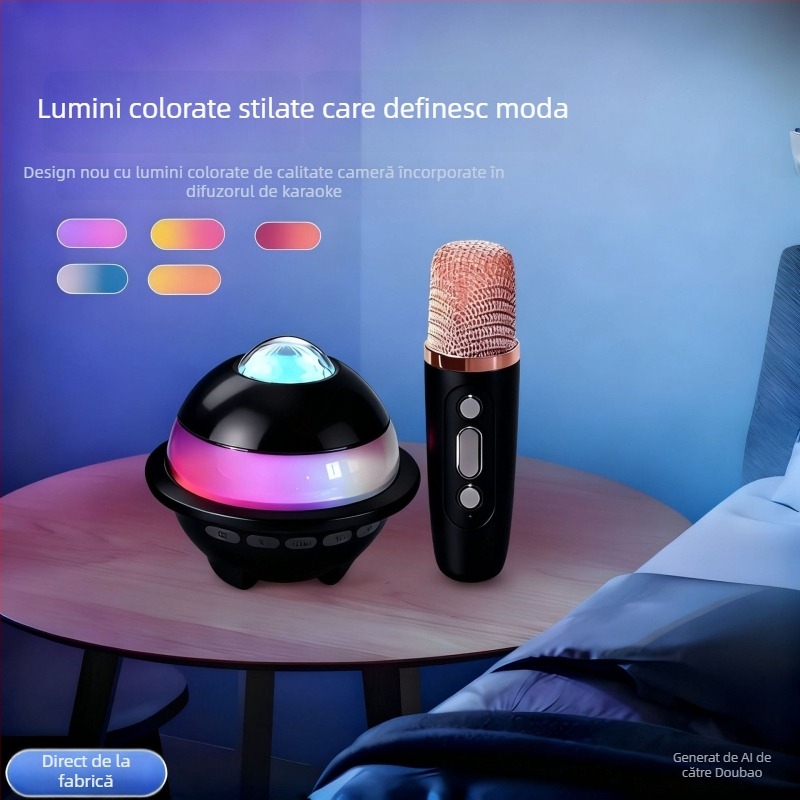 Box Bluetooth Karaoke All-in-One cu iluminare cer înstelat, microfon, 5W, IPX4, baterie încorporată