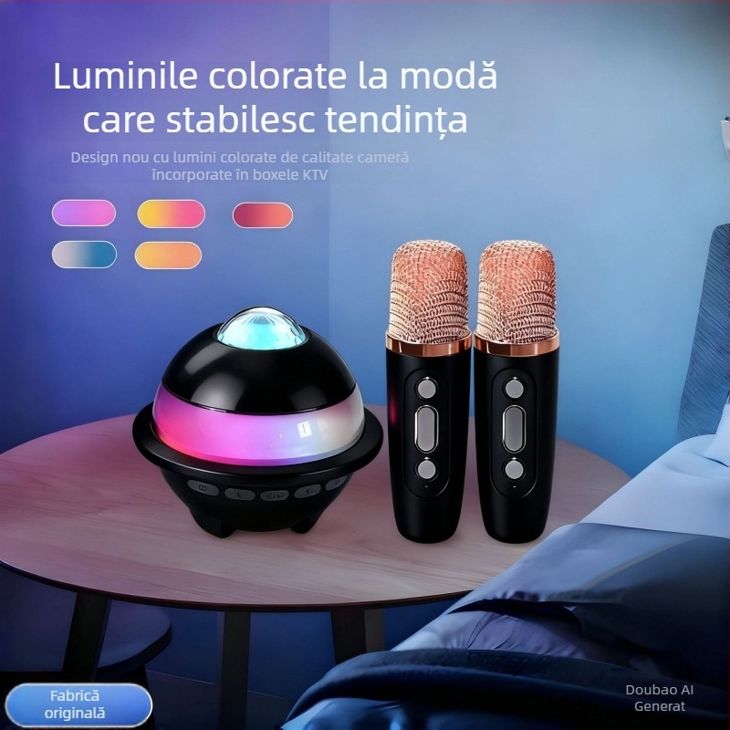 Box Bluetooth Karaoke All-in-One cu iluminare cer înstelat, microfon, 5W, IPX4, baterie încorporată