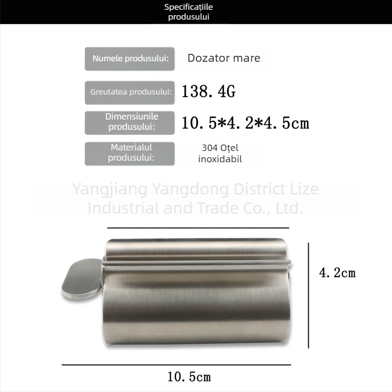 Presor de pastă de dinți din oțel inoxidabil 304, montat pe perete, fără găuri, suport pentru periuțe