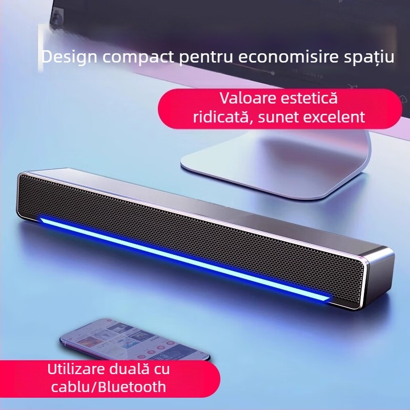 Boxe desktop pentru PC cu USB și Bluetooth, microfon încorporat și subwoofer, 2.0
