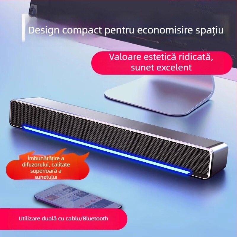 Boxe desktop pentru PC cu USB și Bluetooth, microfon încorporat și subwoofer, 2.0