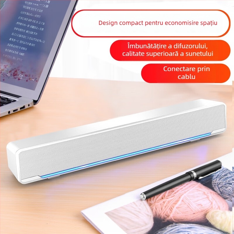 Boxe desktop pentru PC cu USB și Bluetooth, microfon încorporat și subwoofer, 2.0