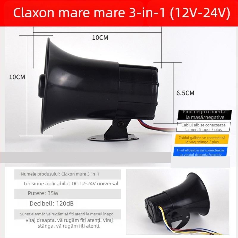 Difuzor înalt de sunet pentru recul – claxon pentru mers înapoi, model Reversing horn, fără personalizare