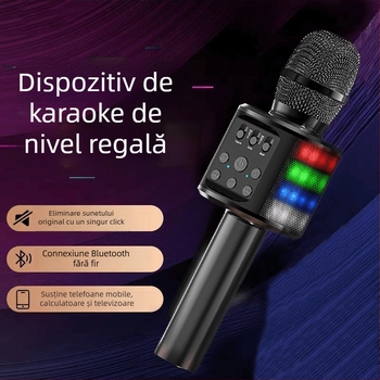 Sistem audio karaoke wireless all-in-one cu microfon, model Q98, Bluetooth 5.0, 5 W, răspuns în frecvență 100 Hz–20 kHz, baterie 1000–1200 mAh