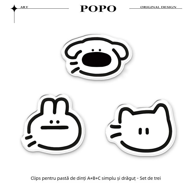 Instrument de stoarcere pastă de dinți, suport montat pe perete și clips pentru curățare facială, baie, multifuncțional