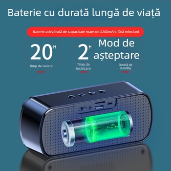 Boxă Bluetooth wireless cu difuzoare duale, Bluetooth 5.0, 40 Hz–20 kHz, 5W, sunet 360°