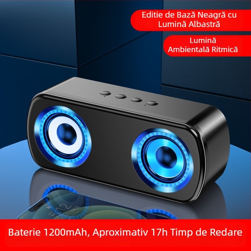 Boxă Bluetooth wireless cu difuzoare duale, Bluetooth 5.0, 40 Hz–20 kHz, 5W, sunet 360°