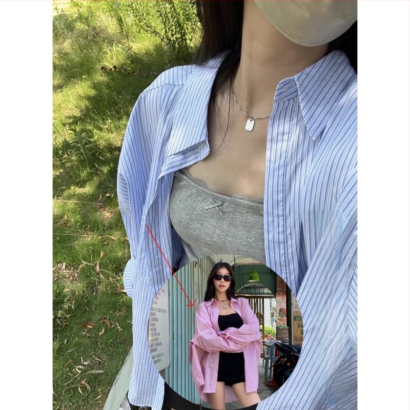 Cămașă polo în stil coreean, croială lejeră, mâneci lungi, poliester, fără călcare, nasturi în față