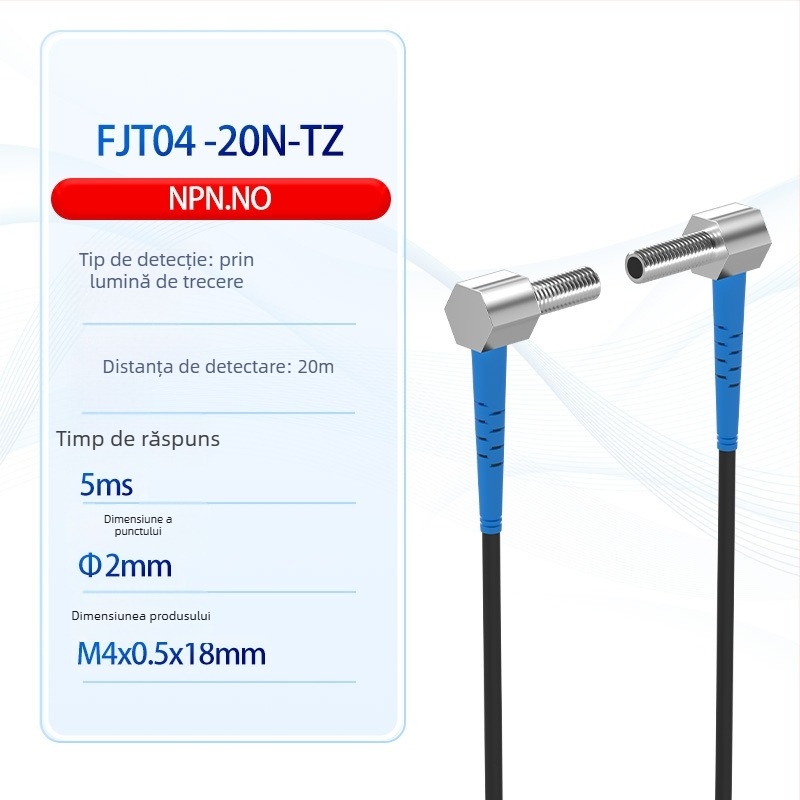 Senzor laser de distanță FUWEI, rază de 20 m, unghi drept, model FJT04-20N-TZ, IP65