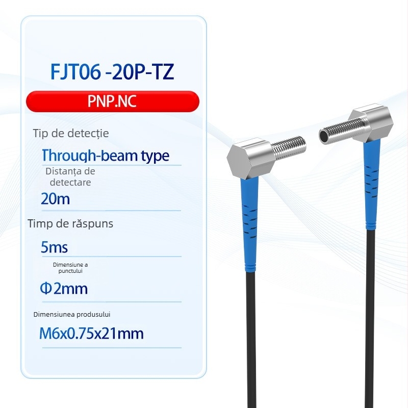 Senzor laser de distanță FUWEI, rază de 20 m, unghi drept, model FJT04-20N-TZ, IP65