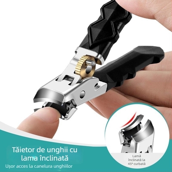 Set de tăiere a unghiilor cu deschidere mare, protecție anti stropire, priză ergonomic, material plastic + oțel inoxidabil, model portabil pentru uz casnic