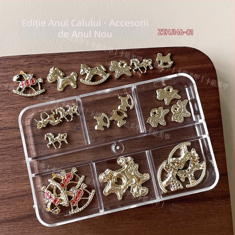 Set mixt de 12 pietre pentru unghii cu zirconiu pentru Anul Calului