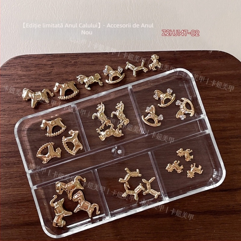 Set mixt de 12 pietre pentru unghii cu zirconiu pentru Anul Calului