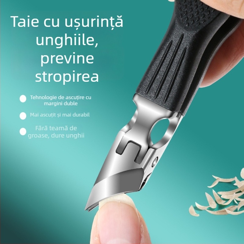 Tăietor de unghii portabil din oțel inoxidabil, cu gură înclinată și gură ascuțită