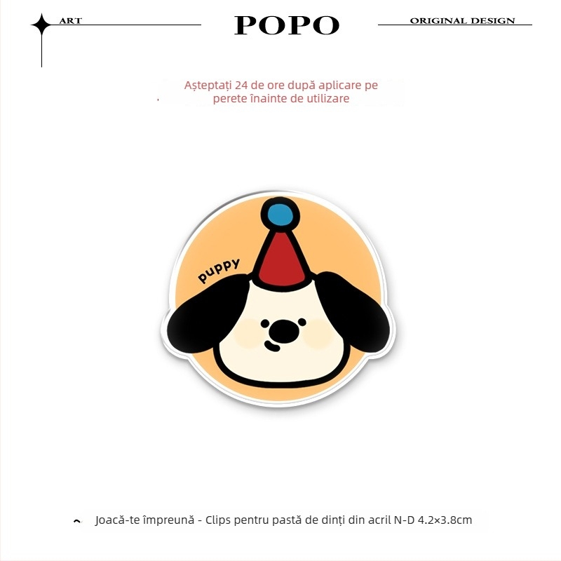 Suport pentru pastă de dinți Happy Little Pig, montaj pe perete fără găuri, clips pentru pastă și raft de depozitare pentru baie