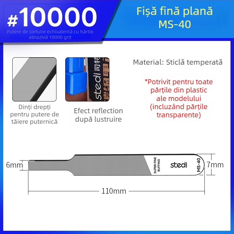 Stelite MS seria set de fișiere oglindă din sticlă pentru modelele Gundam – unelte de polisare a duzelor și curățare