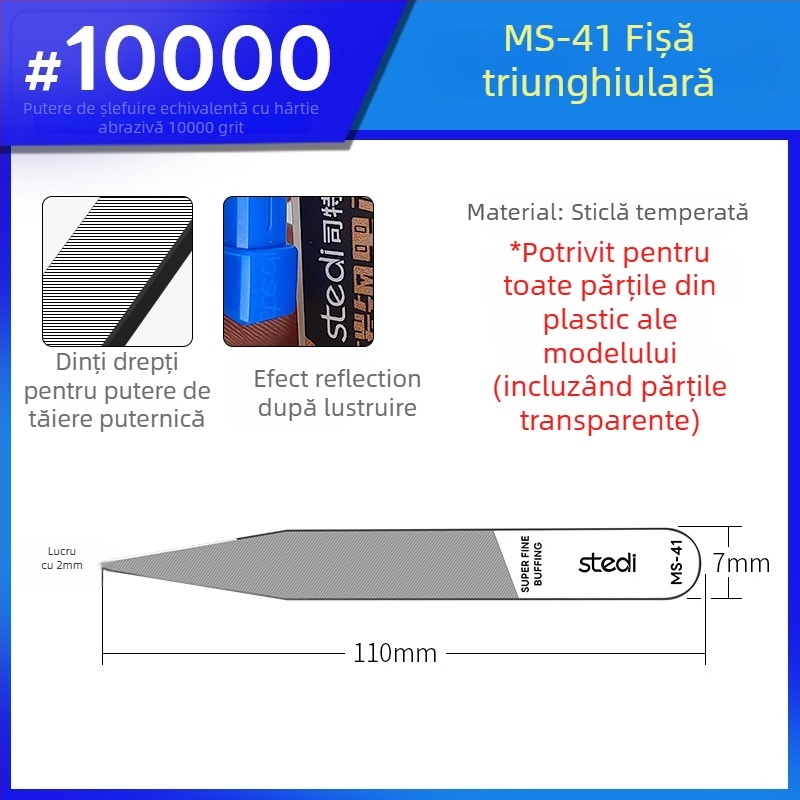 Stelite MS seria set de fișiere oglindă din sticlă pentru modelele Gundam – unelte de polisare a duzelor și curățare