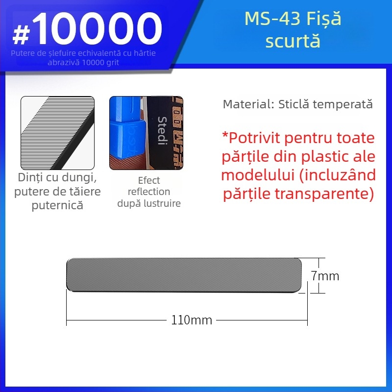 Stelite MS seria set de fișiere oglindă din sticlă pentru modelele Gundam – unelte de polisare a duzelor și curățare