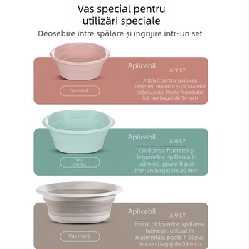 Vas de spălat pliabil – Portabil, Multifuncțional, pentru casă, cămin, călătorii, spălarea hainelor bebelușului