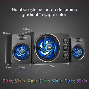 Boxe pentru calculator 2.1 canale, 3W putere, intrare 3,5 mm, Bluetooth 2.1, carcasă din lemn