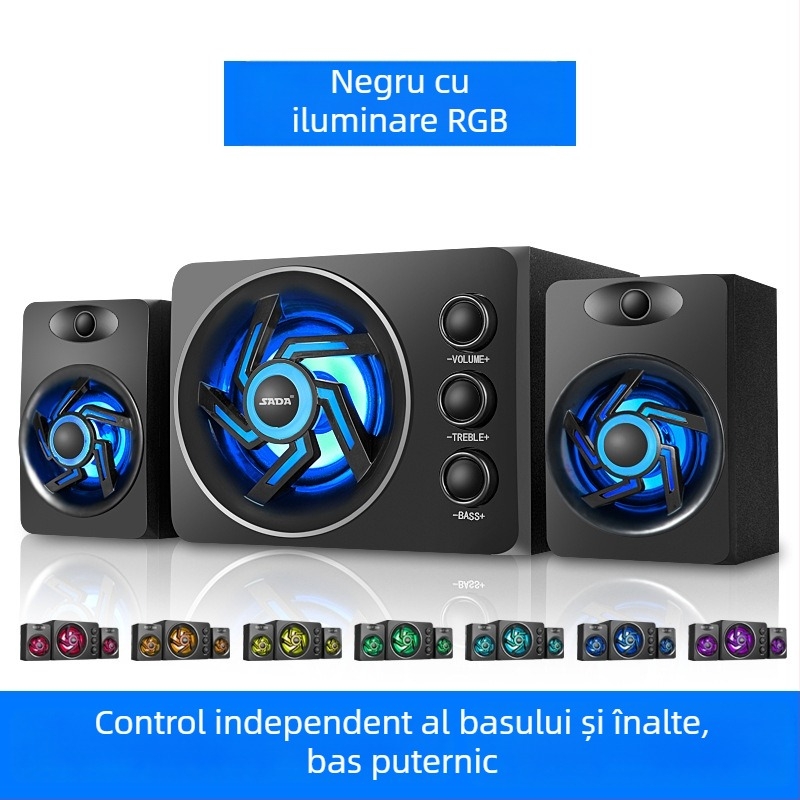 Boxe pentru calculator 2.1 canale, 3W putere, intrare 3,5 mm, Bluetooth 2.1, carcasă din lemn