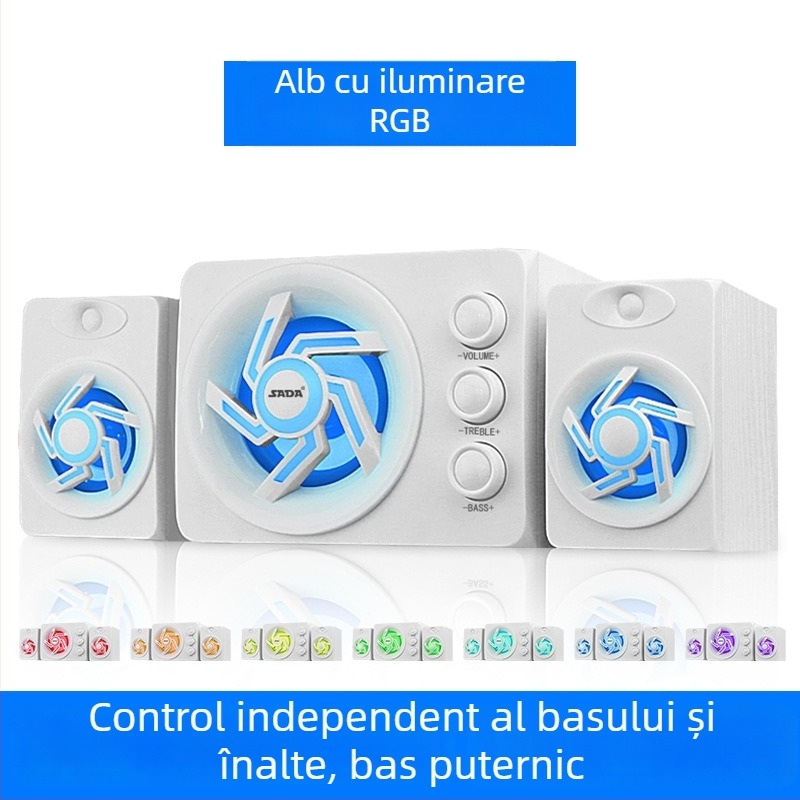 Boxe pentru calculator 2.1 canale, 3W putere, intrare 3,5 mm, Bluetooth 2.1, carcasă din lemn