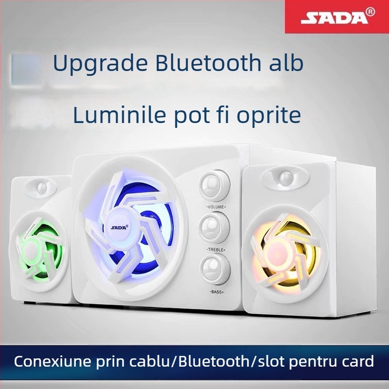 Boxe pentru calculator 2.1 canale, 3W putere, intrare 3,5 mm, Bluetooth 2.1, carcasă din lemn