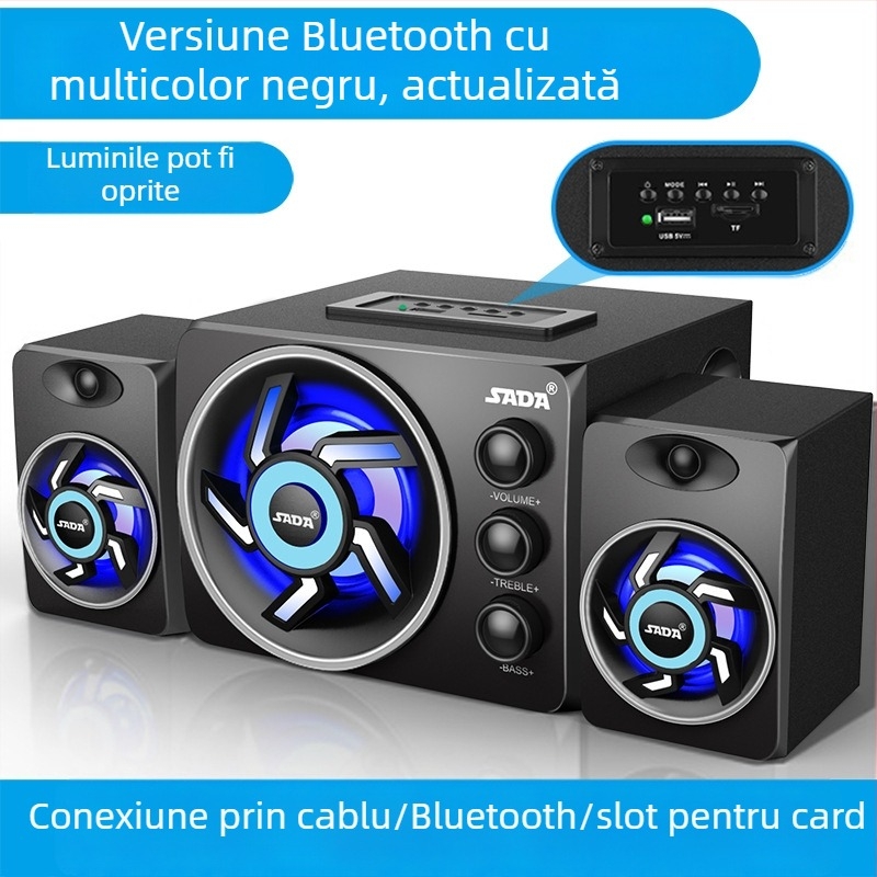 Boxe pentru calculator 2.1 canale, 3W putere, intrare 3,5 mm, Bluetooth 2.1, carcasă din lemn