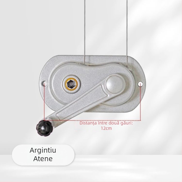 Uscător de haine cu tijă dublă, manivelă, aliaj de aluminiu, lift interior