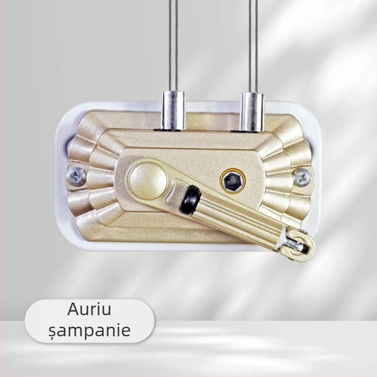 Uscător de haine cu tijă dublă, manivelă, aliaj de aluminiu, lift interior