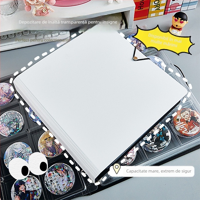 Binder acrilic de birou pentru ecusoane, transparent, antipraf, capacitate mare, copertă PP, stil cu foi detașabile, 1 pagină interioară